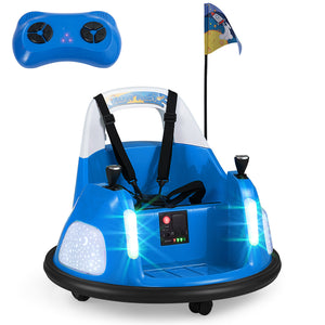 12V Kids Ride On Bumper Car with Remote Control and Flashing Lights-Blue
