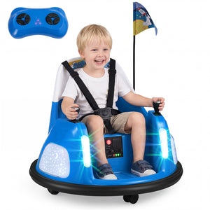 12V Kids Ride On Bumper Car with Remote Control and Flashing Lights-Blue