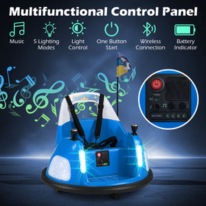 12V Kids Ride On Bumper Car with Remote Control and Flashing Lights-Blue
