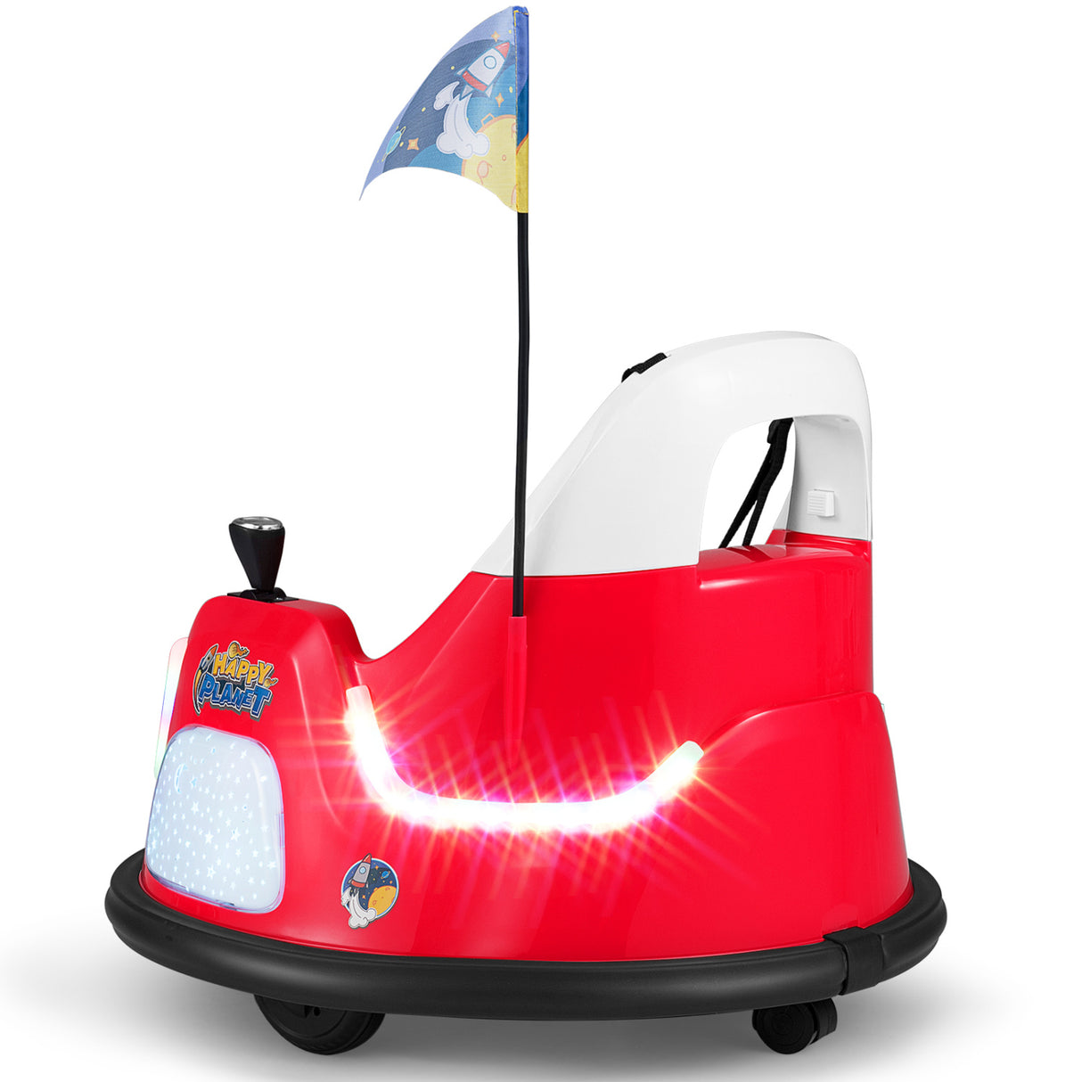 12V Kids Ride On Bumper Car with Remote Control and Flashing Lights-Red