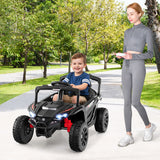 12V Kids Ride On Car UTV Electric Vehicle with LED Lights  Music and Horn-Black
