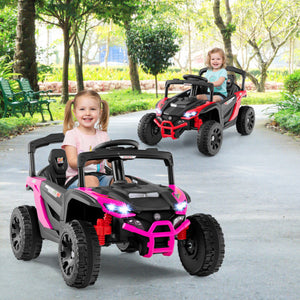 12V Kids Ride On Car UTV Electric Vehicle with LED Lights  Music and Horn-Hot Pink