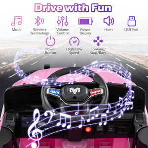 12V Kids Ride On Car Licensed RAM 3500 Electric Vehicle with Remote Control-Pink