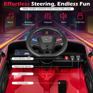 12V Kids Ride on Car Licensed Ford Mach E with Parent Control and Horn-Red