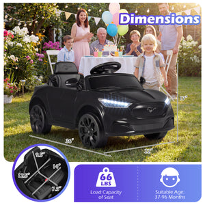 12V Kids Ride on Car Licensed Ford Mach E with Parent Control and Horn-Black
