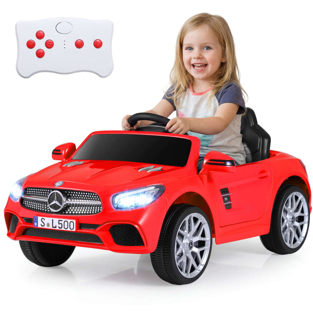 12V Kids Ride on Car Licensed Mercedes-Benz with Remote and Music-Red