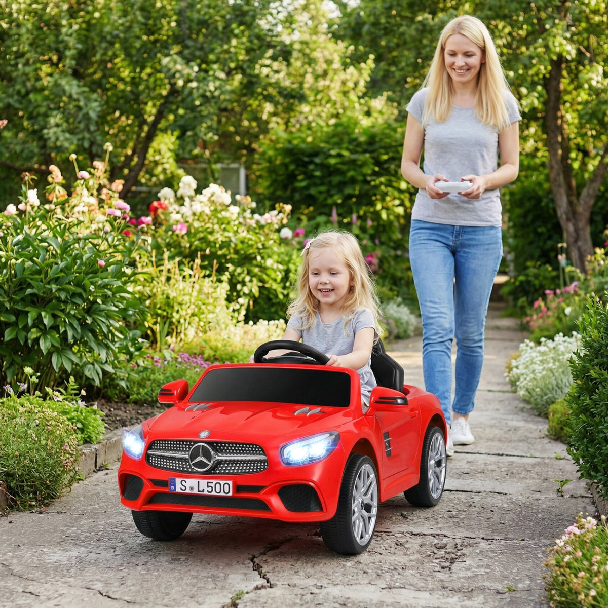 12V Kids Ride on Car Licensed Mercedes-Benz with Remote and Music-Red