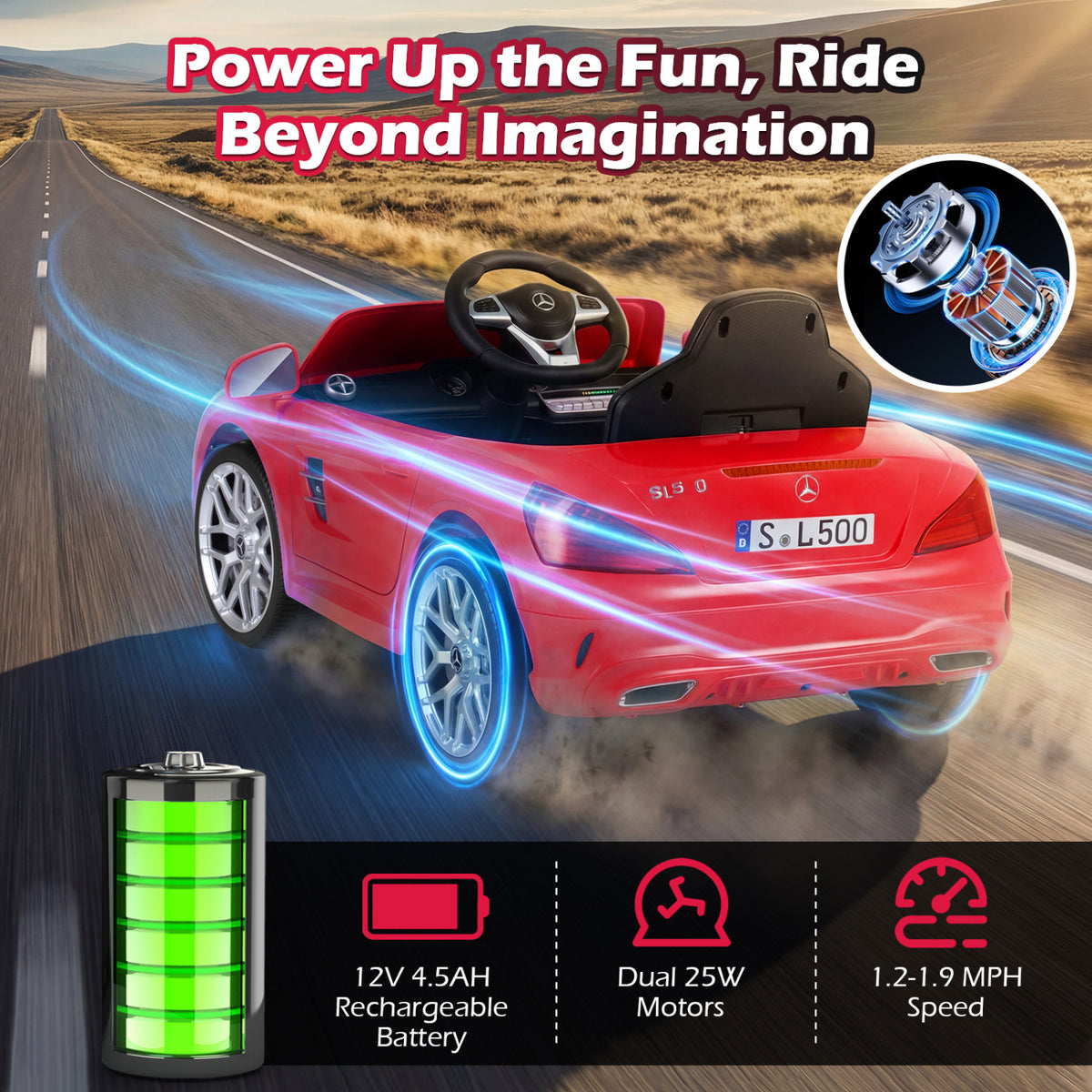12V Kids Ride on Car Licensed Mercedes-Benz with Remote and Music-Red