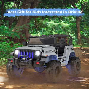 12V Kids Ride-on Jeep Car with 2.4 G Remote Control-Gray