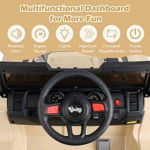 12V Kids Ride-on Jeep Car with 2.4 G Remote Control-Khaki