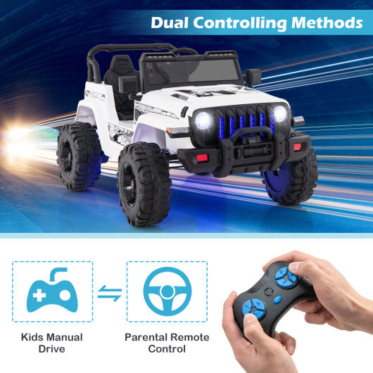12V Kids Ride-on Jeep Car with 2.4 G Remote Control-White