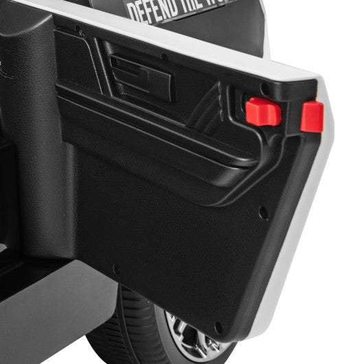 12V Kids Ride on Police Car with Remote and Siren Flashing Lights-White