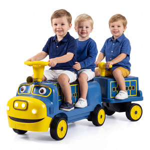 12V Kids Ride on Train 3-Seater with Detachable Carriage Licensed Chuggington-Blue