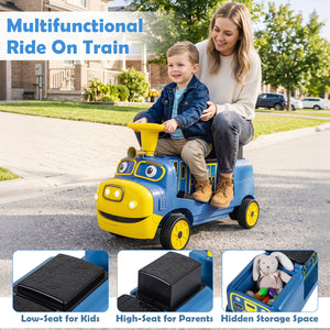 12V Kids Ride on Train 3-Seater with Detachable Carriage Licensed Chuggington-Blue