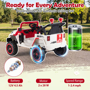 12V Kids Ride on Truck with Remote Control and 3 Speeds-Red