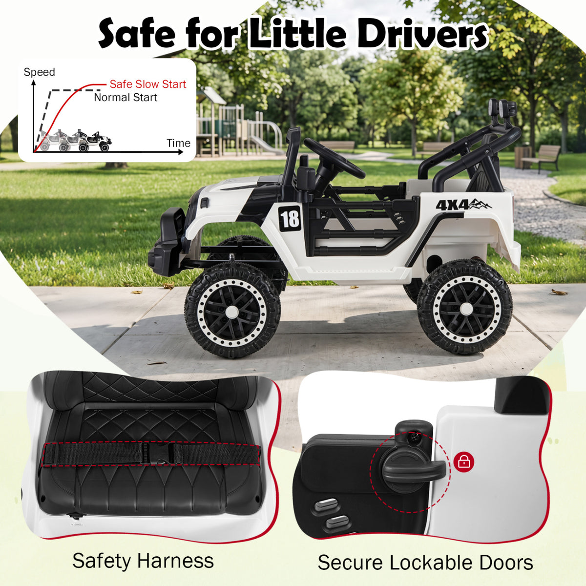 12V Kids Ride on Truck with Remote Control and 3 Speeds-Black