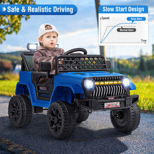 12V Kids Ride on Truck Car with Parental Remote and Music Player-Navy