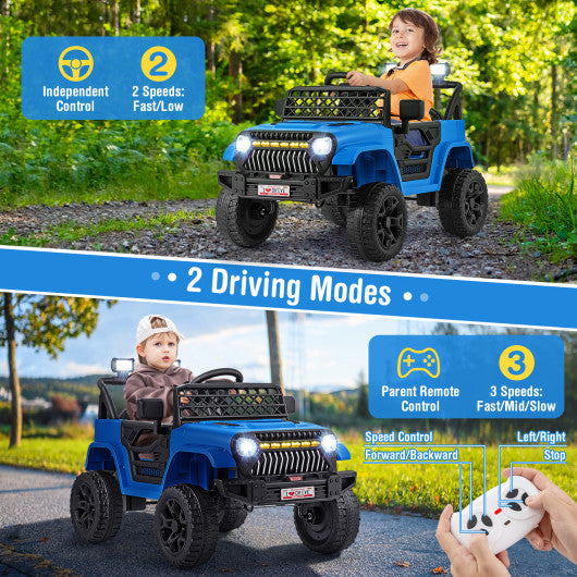 12V Kids Ride on Truck Car with Parental Remote and Music Player-Navy