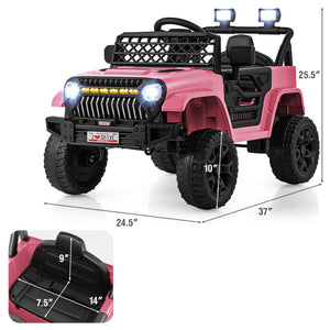 12V Kids Ride on Truck Car with Parental Remote and Music Player-Pink