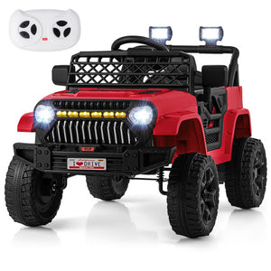 12V Kids Ride on Truck Car with Parental Remote and Music Player-Red
