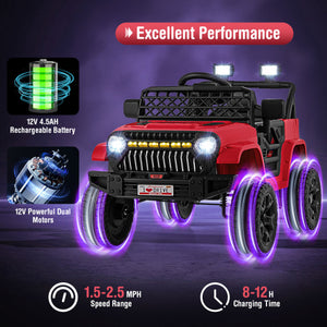 12V Kids Ride on Truck Car with Parental Remote and Music Player-Red