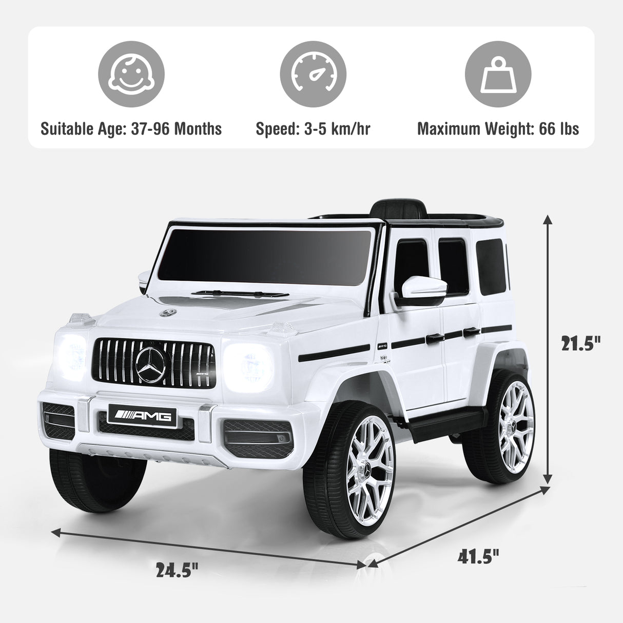 12V Mercedes-Benz G63 Licensed Kids Ride On Car with Remote Control-Red