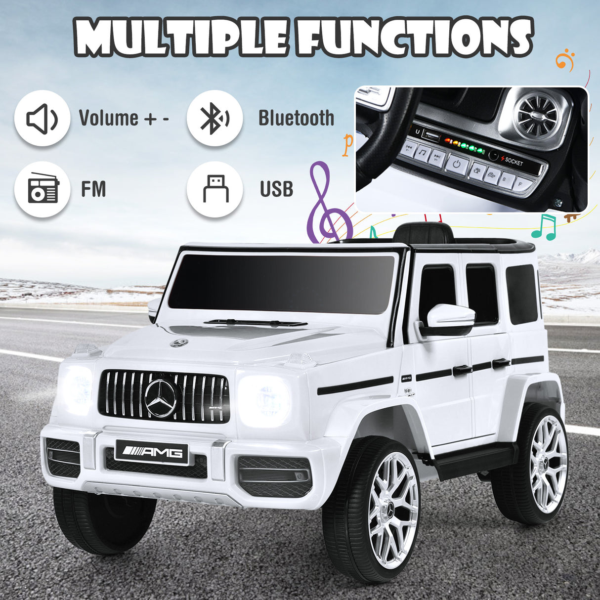 12V Mercedes-Benz G63 Licensed Kids Ride On Car with Remote Control-Red