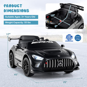 12V Kids Ride-On Car Mercedes-AMG GT3 Licensed with Adjustable Speed-Black