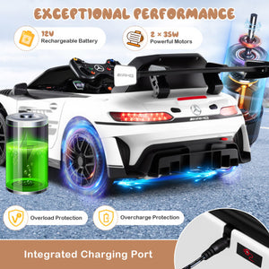 12V Kids Ride-On Car Mercedes-AMG GT3 Licensed with Adjustable Speed-White