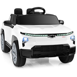 12V Ride on Car Truck Licensed Chevrolet with Remote Control Gift for 3+-White