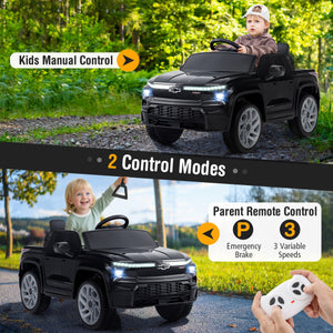 12V Ride on Car Truck Licensed Chevrolet with Remote Control Gift for 3+-Black