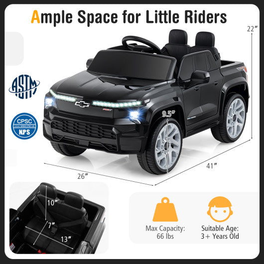 12V Ride on Car Truck Licensed Chevrolet with Remote Control Gift for 3+-Black