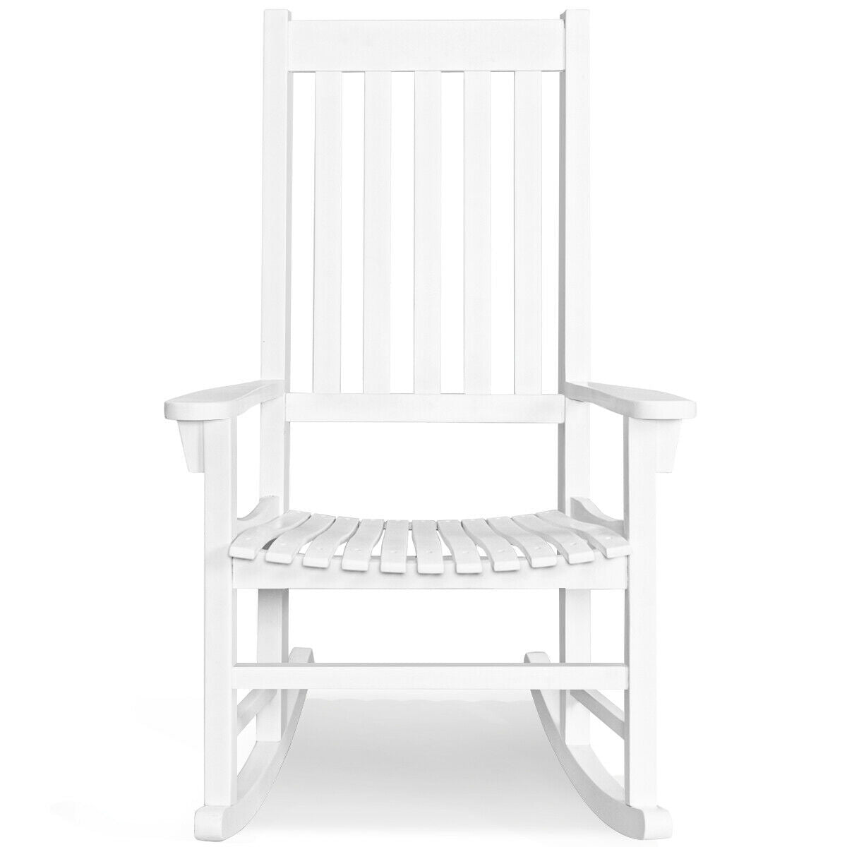 Indoor Outdoor Wooden High Back Rocking Chair-Black