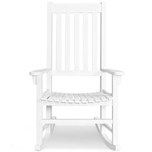 Indoor Outdoor Wooden High Back Rocking Chair-Black