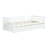 Twin Size Wooden Slat Trundle Platform-White