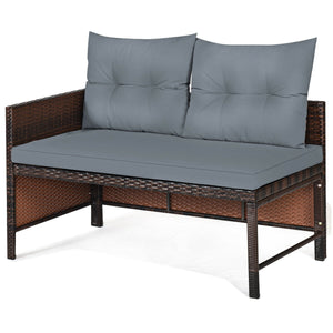 3 Pieces Patio Wicker Rattan Sofa Set-Beige