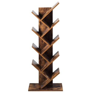 8-Tier Free Standing Tree Bookshelf-Coffee