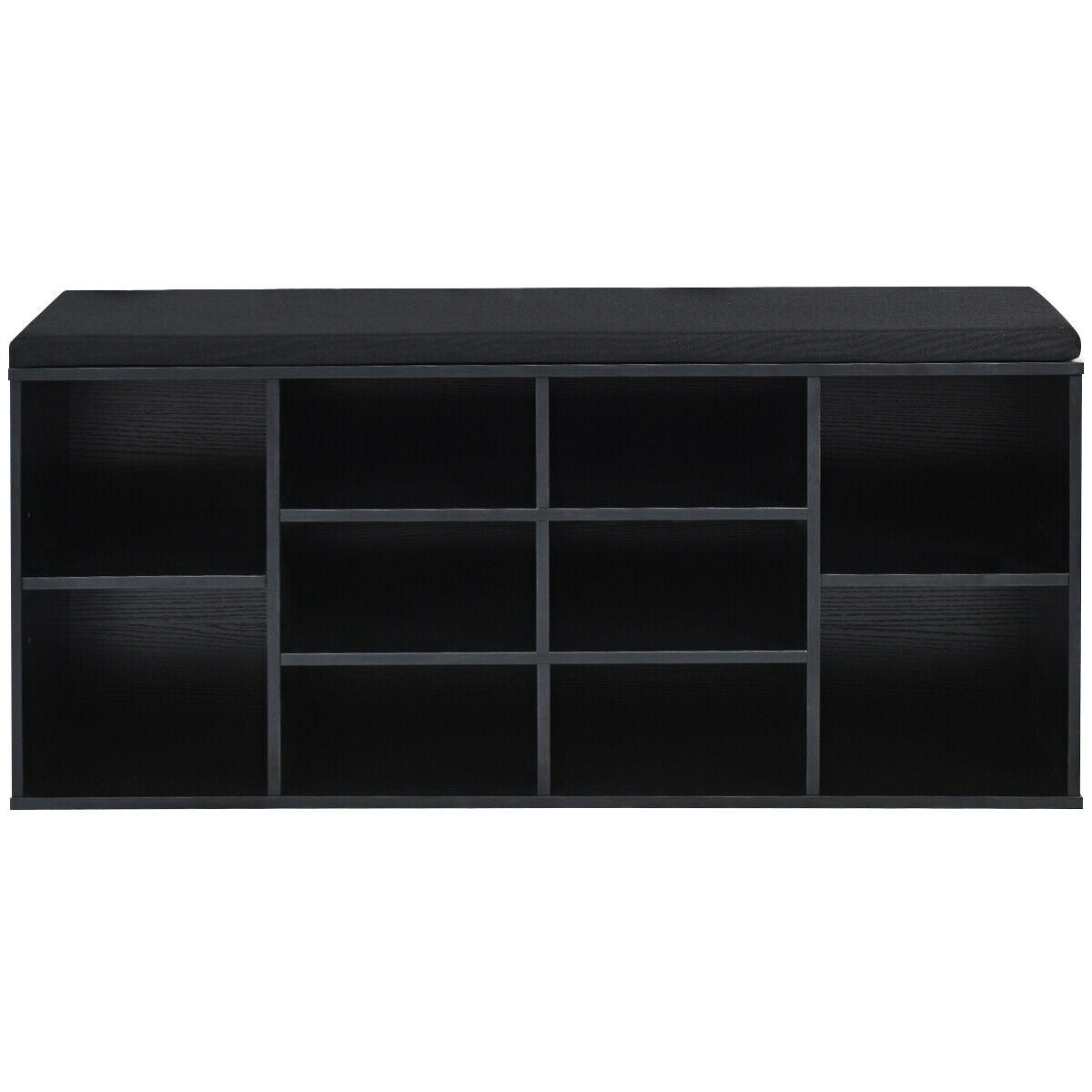 10-Cube Organizer Shoe Storage Bench with Cushion for Entryway-Black by DirectDeals