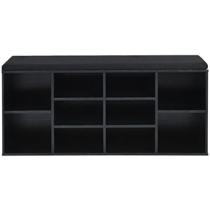 10-Cube Organizer Shoe Storage Bench with Cushion for Entryway-Black by DirectDeals