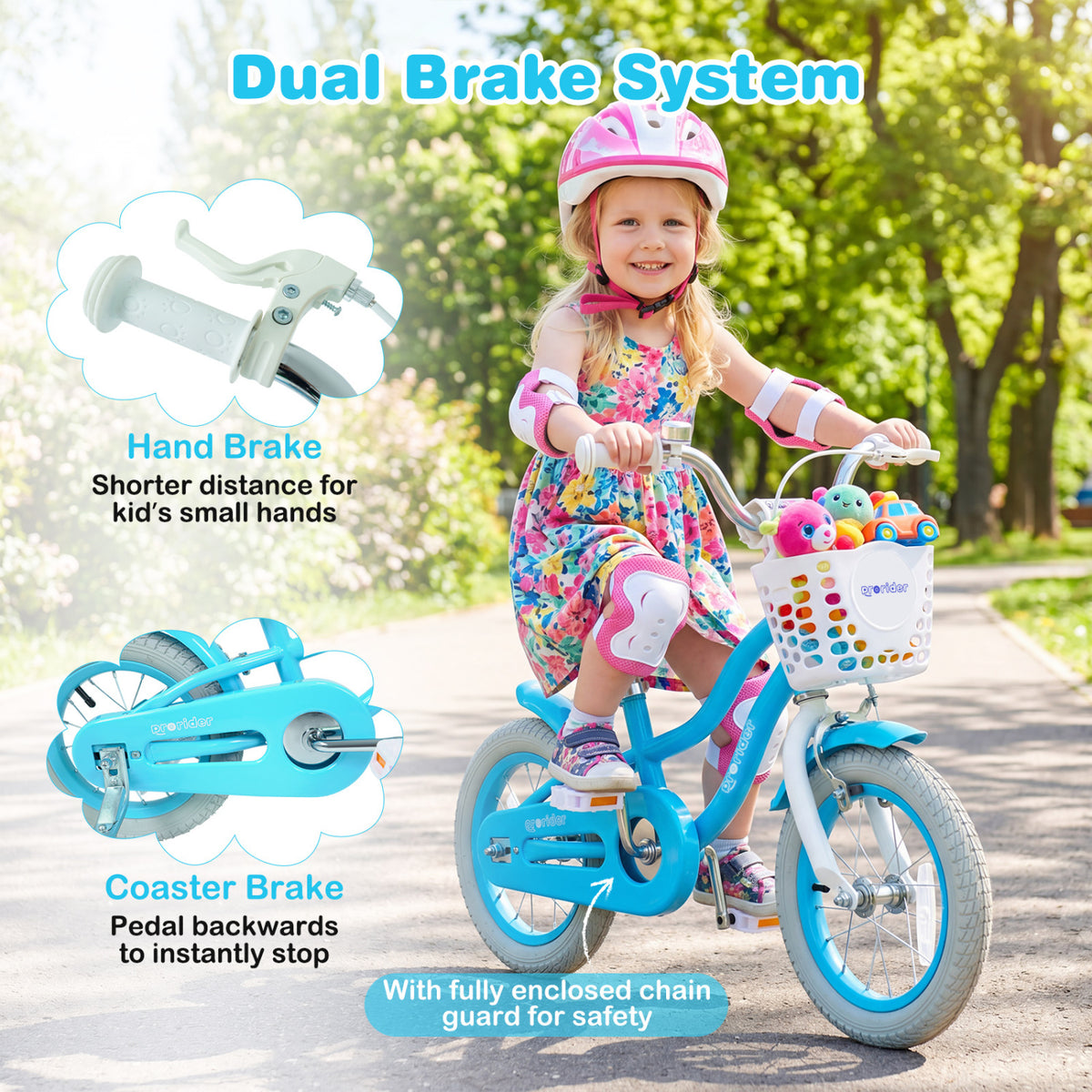 12/14/16/18/20 Inch Kids Bike with Dual Brakes and Adjustable Seat-12 Inch