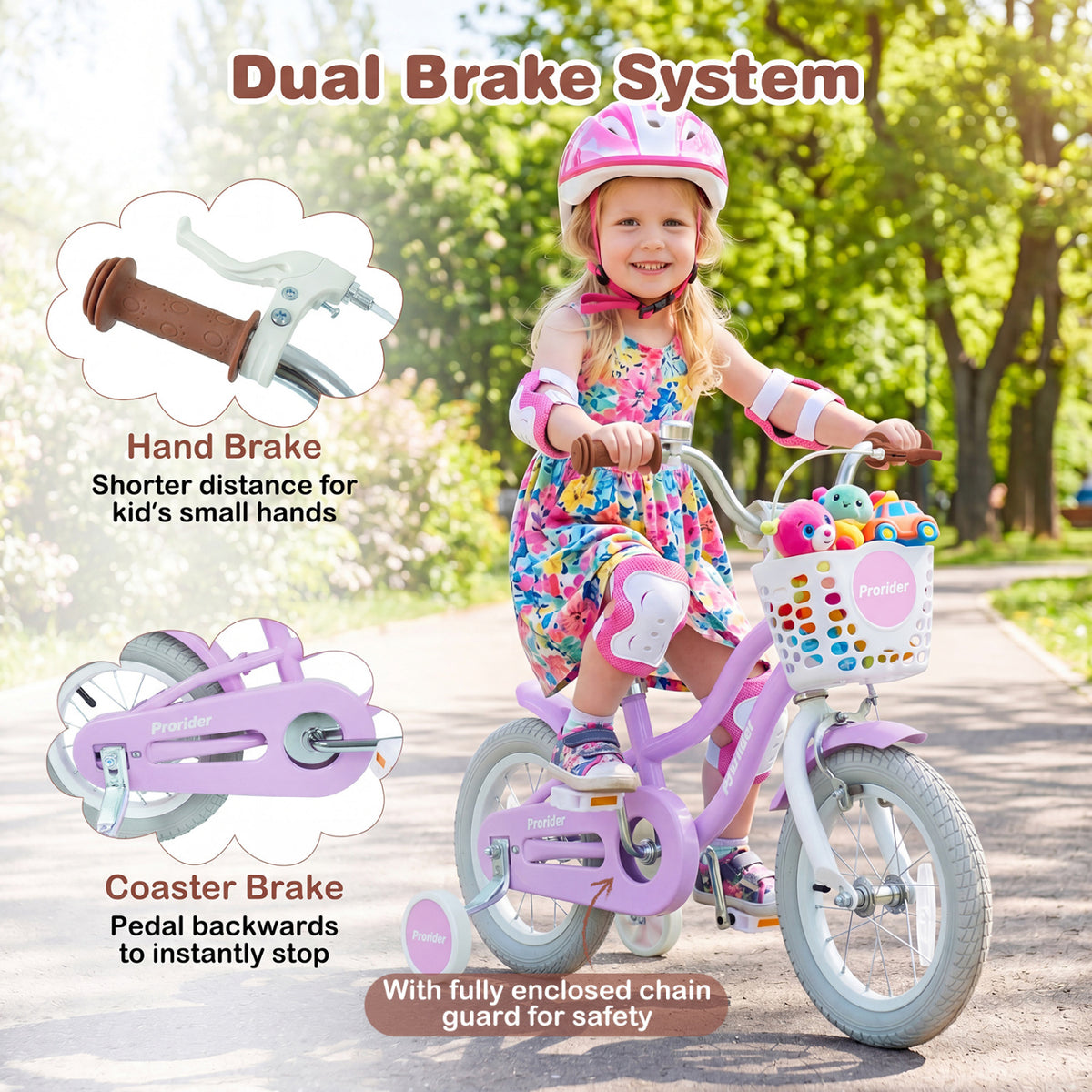 12/14/16/18/20 Inch Adjustable Kids Bike with 2 Brake System-12 Inch