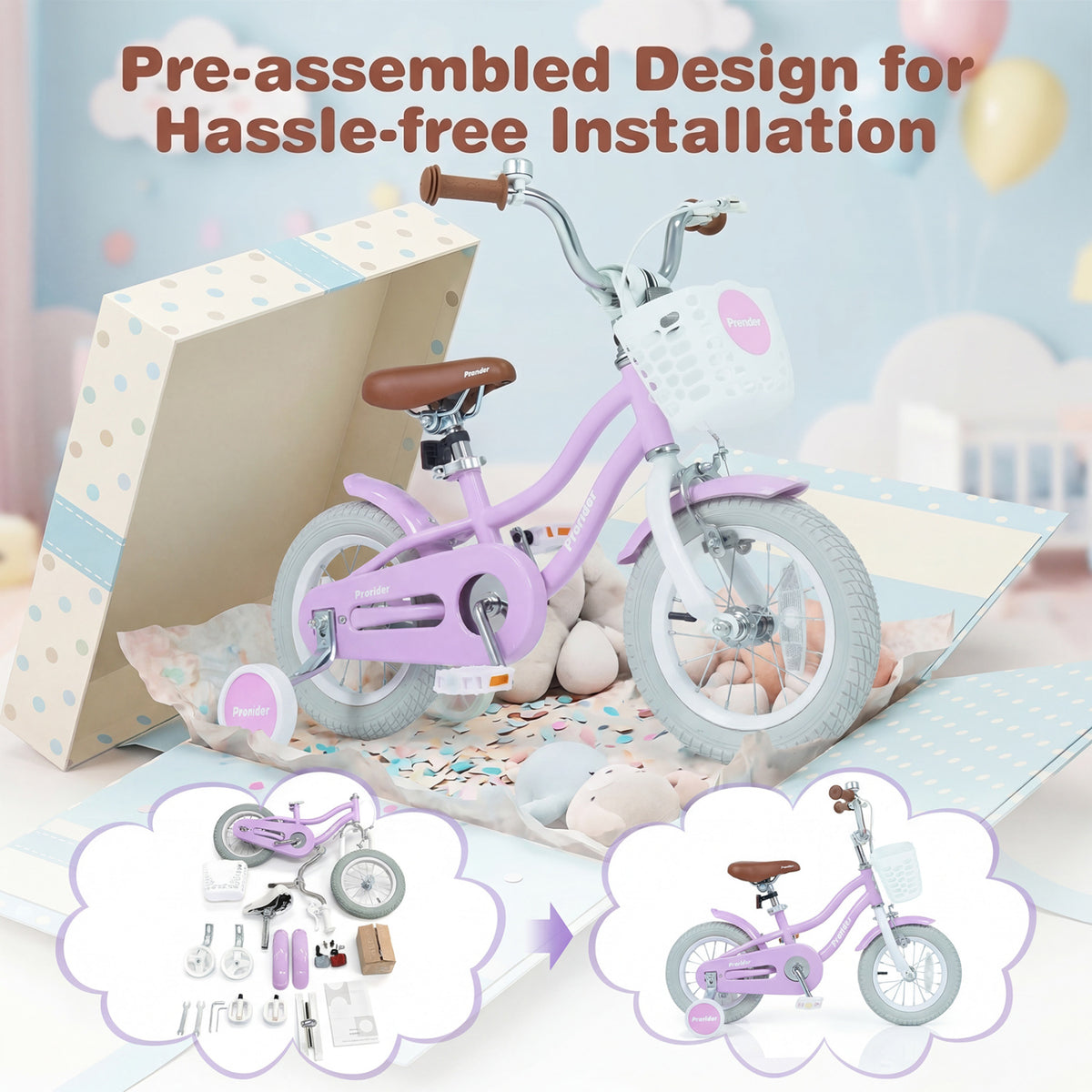 12/14/16/18/20 Inch Adjustable Kids Bike with 2 Brake System-12 Inch