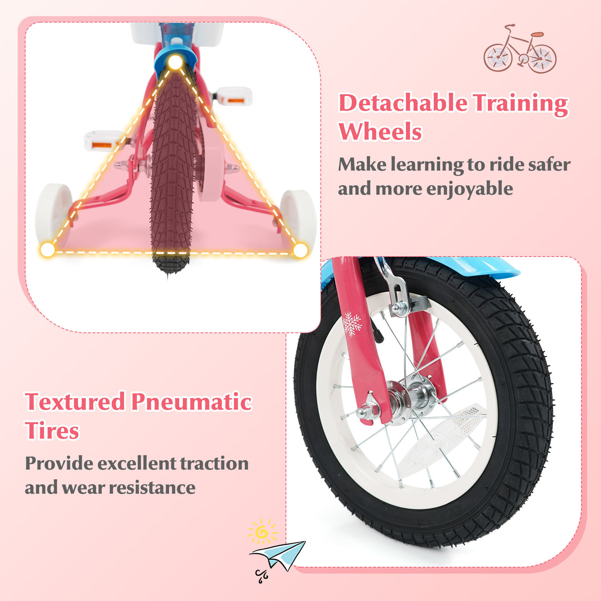 12/14/16/18 Inch Girls Bike for 3-8 Years Old Kids Bike with Doll Seat-12 inches