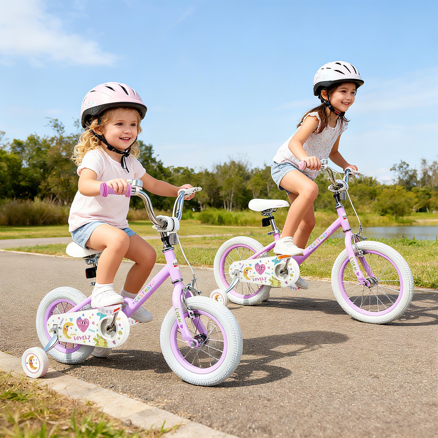 12/14/16/18 Inch Kids Bike Adjustable for 3-8 Years Old Children Purple - Stars & Moon-16 inch