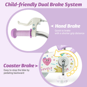 12/14/16/18 Inch Kids Bike Adjustable for 3-8 Years Old Children Purple - Stars & Moon-16 inch