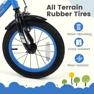 12/14/16/18 Inches Kids Bike with Removable Training Wheels and Adjustable Seatfor 3-8 Years Old Navy-14 inches
