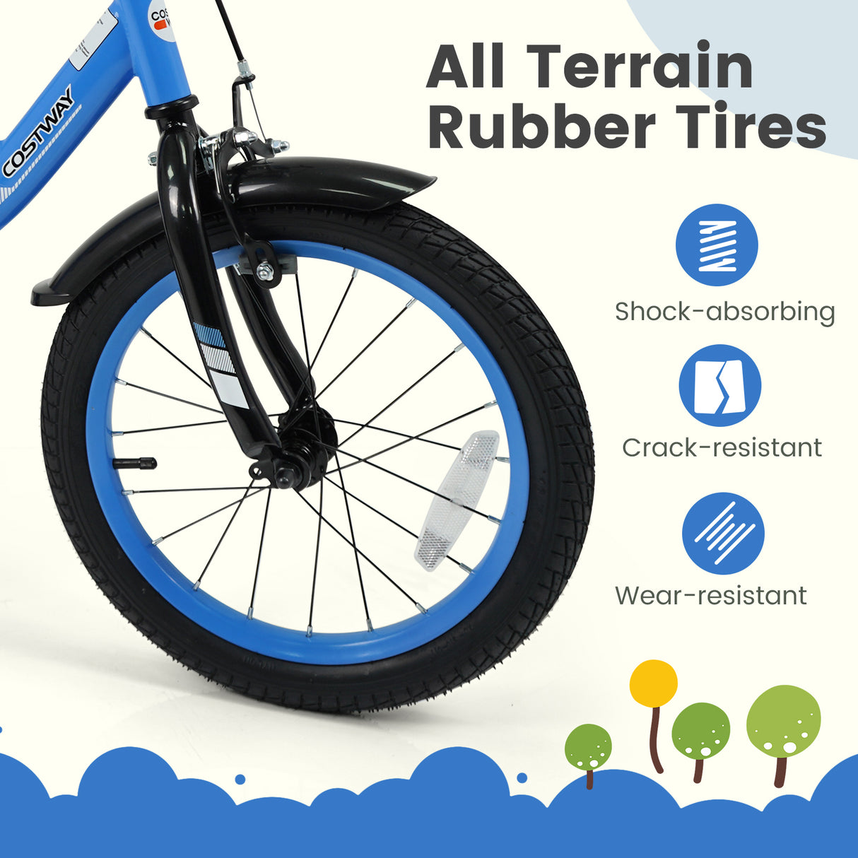 12/14/16/18 Inches Kids Bike with Removable Training Wheels and Adjustable Seatfor 3-8 Years Old Navy-16 inches