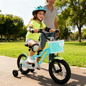 12/14/16 Inch Kids Bike with Training Wheels and Basket Green Color-14