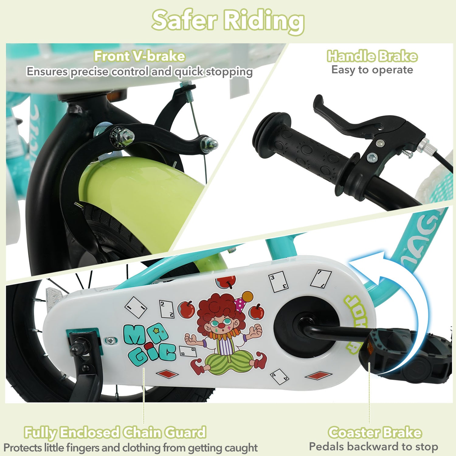 12/14/16 Inch Kids Bike with Training Wheels and Basket Green Color-14