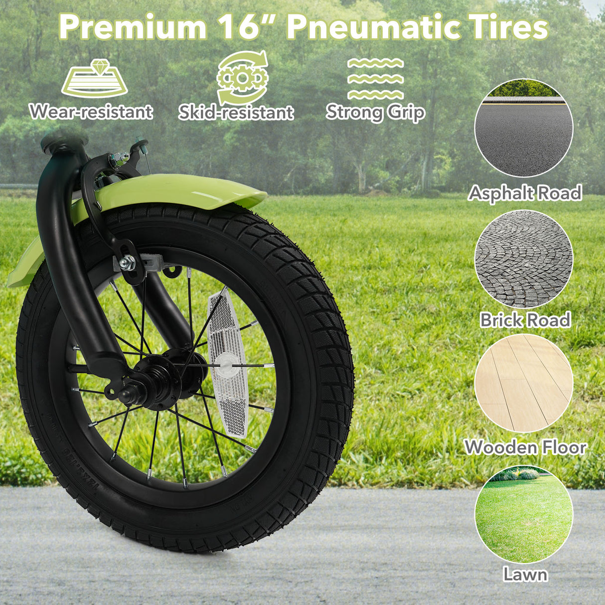 12/14/16 Inch Kids Bike with Training Wheels and Basket Green Color-16